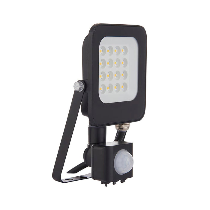 Saxby 107639 Guard PIR 10W Floodlight IP65 Matt Black Paint & Clear Glass Cool White 4000K - westbasedirect.com