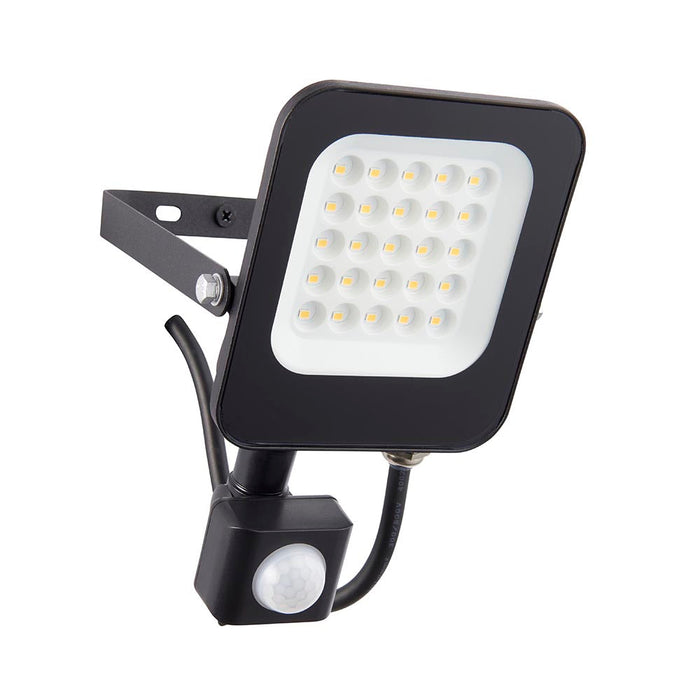 Saxby 107640 Guard PIR 20W Floodlight IP65 Matt Black Paint & Clear Glass Cool White 4000K - westbasedirect.com