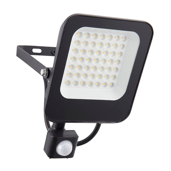 Saxby 107641 Guard PIR 30W Floodlight IP65 Matt Black Paint & Clear Glass Cool White 4000K - westbasedirect.com