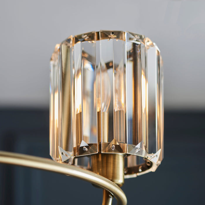 Endon 107801 Berenice 3lt Semi flush Antique brass plate & clear glass 3 x 6W LED E14 (Required) - westbasedirect.com