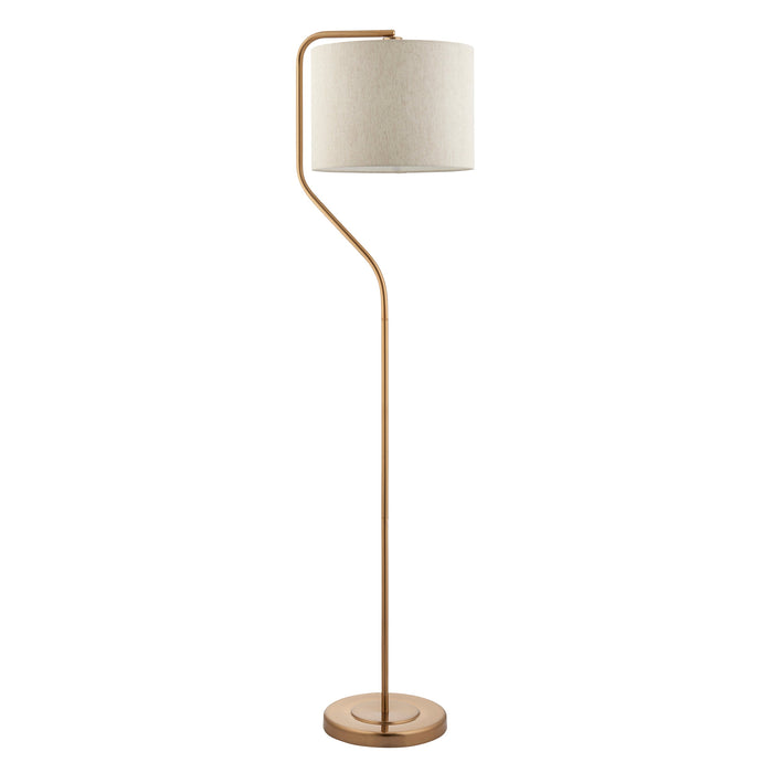 Endon 108022 Clement Floor Br aged brass plate & natural linen mix fabric 10W LED E27 (Required)