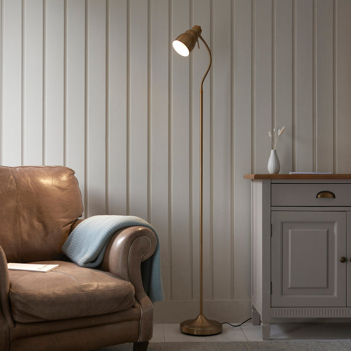 Endon 108126 Classic Flexi Reader Floor Brushed aged brass plate 7W LED GU10 (Required)