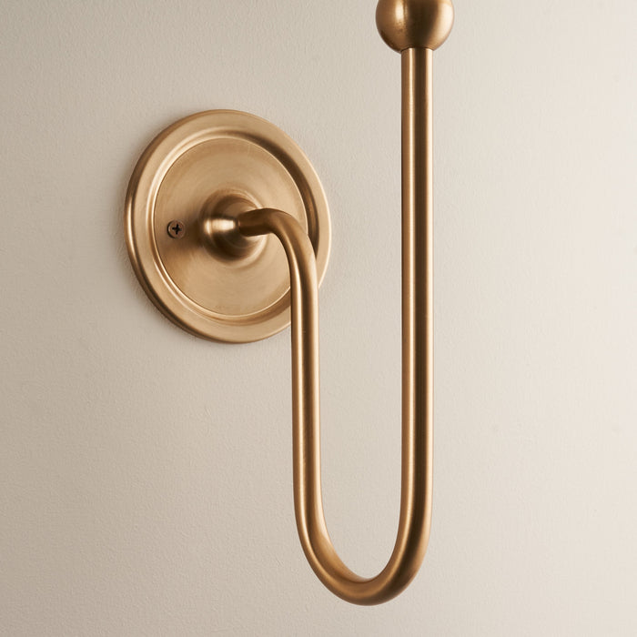 Endon 108208 Santiago Wall Fitting Brushed aged brass plate 7W LED B22 (Required)