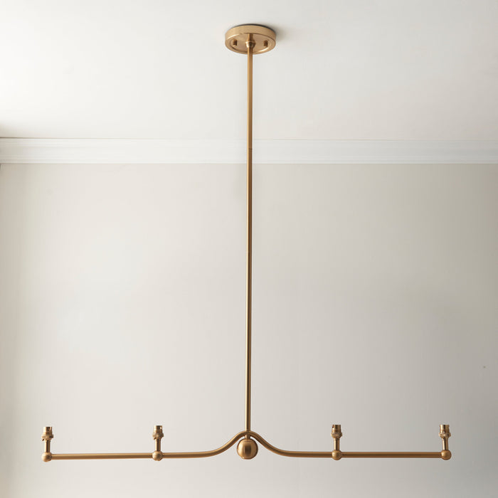 Endon 108211 Santiago 4lt Linear Pendant Fitting Brushed aged brass plate 4 x 7W LED B22 (Required)