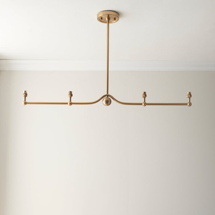 Endon 108211 Santiago 4lt Linear Pendant Fitting Brushed aged brass plate 4 x 7W LED B22 (Required)