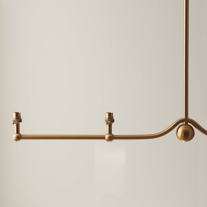 Endon 108211 Santiago 4lt Linear Pendant Fitting Brushed aged brass plate 4 x 7W LED B22 (Required)