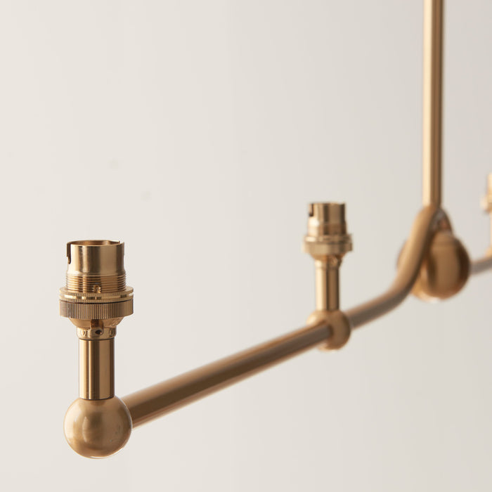 Endon 108211 Santiago 4lt Linear Pendant Fitting Brushed aged brass plate 4 x 7W LED B22 (Required)