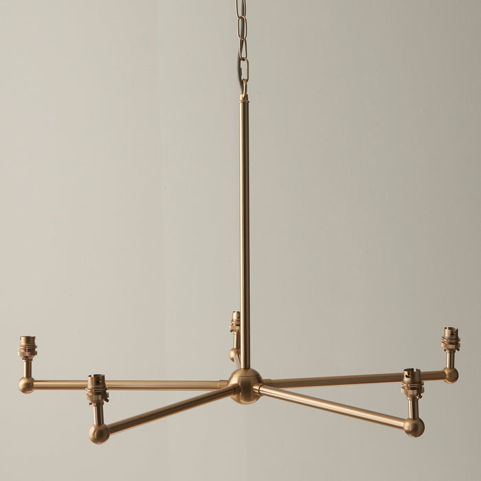 Endon 108212 Santiago 5lt Pendant Fitting Brushed aged brass plate 5 x 7W LED B22 (Required)