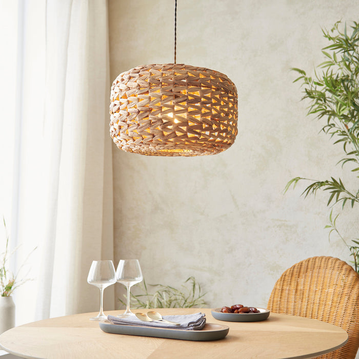 Endon 109207 Toca Pendant Shade Natural water hyacinth 10W LED E27 or B22 (Required)