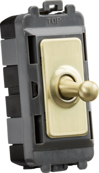 Knightsbridge GDM02TOGBB 20AX 1G DP Toggle Switch - Brushed Brass