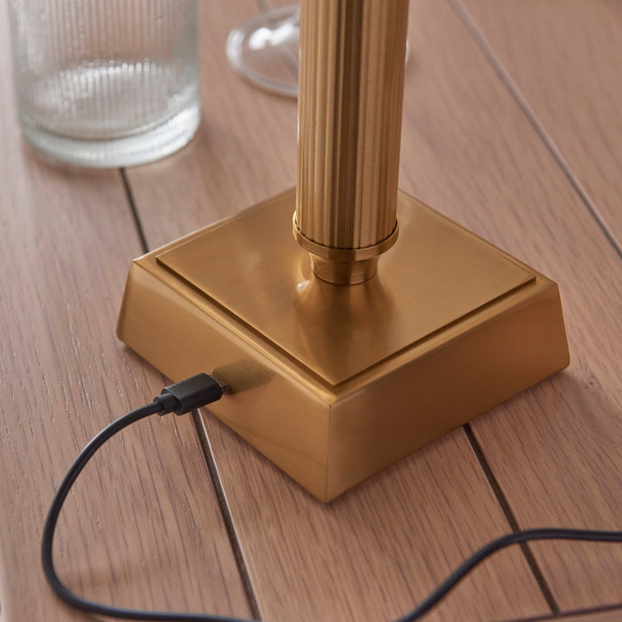 Endon 110457 Trobridge Rechargeable Table Base Brushed aged brass plate 1.5W LED (SMD 2835) Warm White