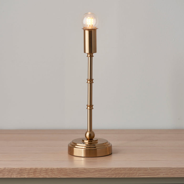 Endon 110458 Burley Rechargeable Table Base Brushed aged brass plate 1.5W LED (SMD 2835) Warm White