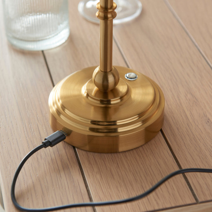 Endon 110458 Burley Rechargeable Table Base Brushed aged brass plate 1.5W LED (SMD 2835) Warm White