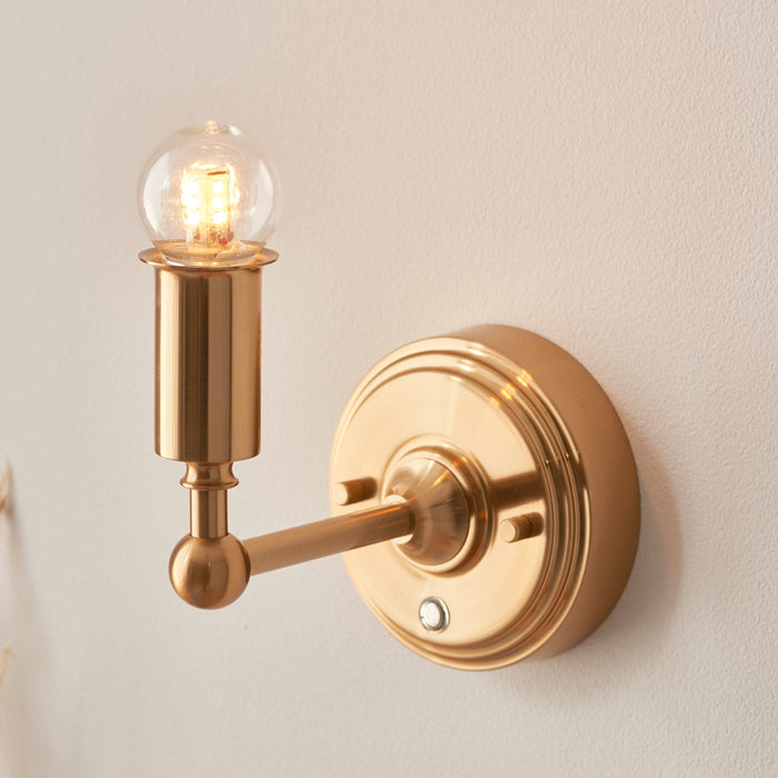 Endon 110459 Burley Rechargeable Wall Fitting Brushed aged brass plate 1.5W LED (SMD 2835) Warm White