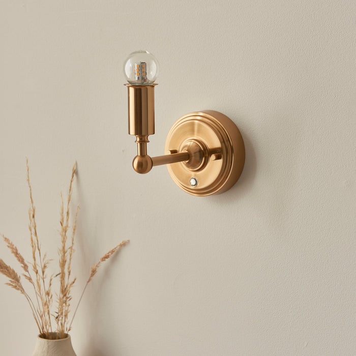 Endon 110459 Burley Rechargeable Wall Fitting Brushed aged brass plate 1.5W LED (SMD 2835) Warm White