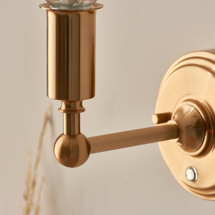 Endon 110459 Burley Rechargeable Wall Fitting Brushed aged brass plate 1.5W LED (SMD 2835) Warm White