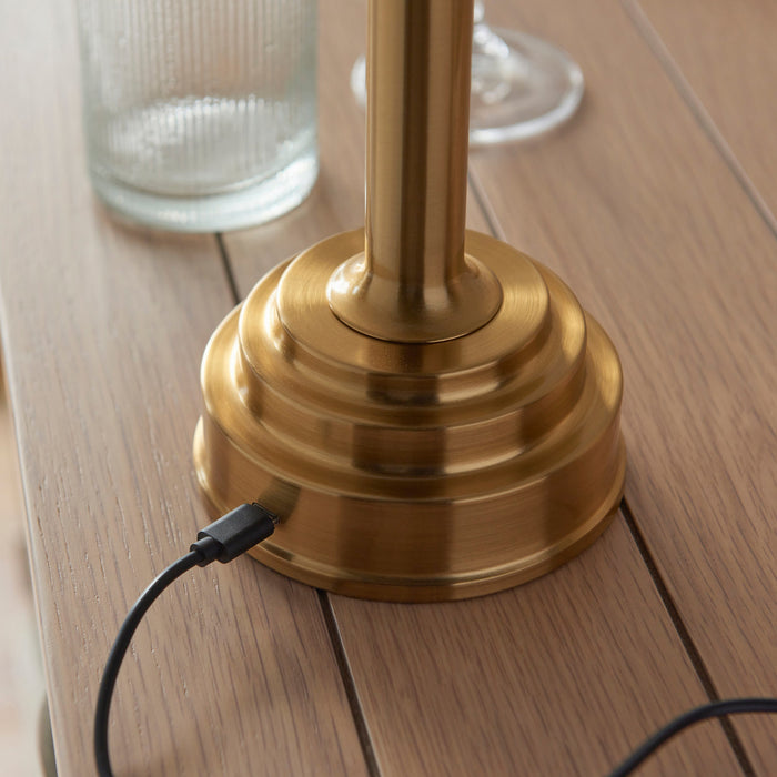 Endon 110461 Upton Rechargeable Table Base Brushed aged brass plate 1.5W LED (SMD 2835) Warm White