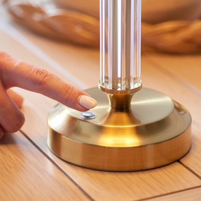 Endon 110463 Morton Rechargeable Table Base Brushed aged brass plate & clear acrylic 1.5W LED (SMD 2835) Warm White