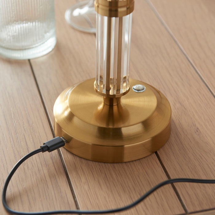 Endon 110463 Morton Rechargeable Table Base Brushed aged brass plate & clear acrylic 1.5W LED (SMD 2835) Warm White