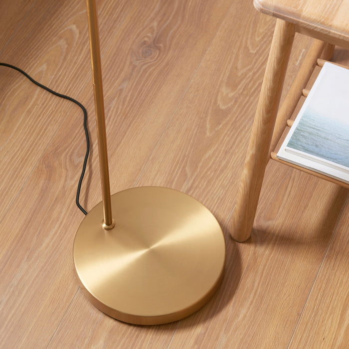 Endon 110645 Carlson Floor Warm brass plate & natural fabric 10W LED E27 (Required)