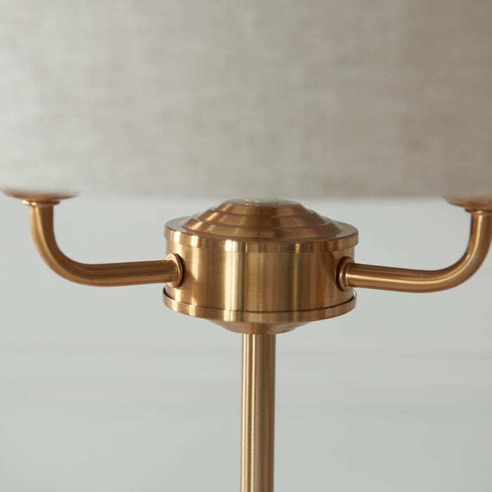 Endon 110721 Highclere 3lt Table Vintage brass & natural linen 3 x 7W LED E14 (Required)