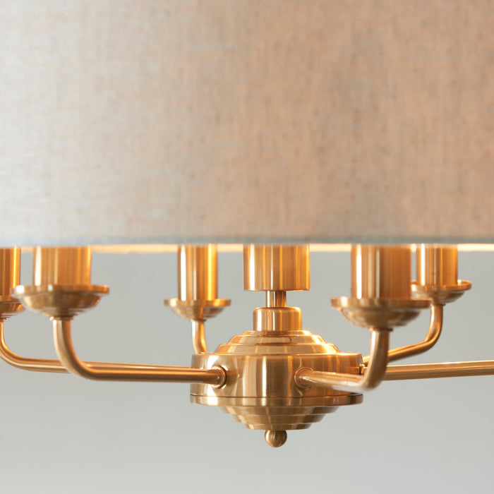 Endon 110722 Highclere 6lt Pendant Vintage brass & natural linen 6 x 6W LED E14 (Required)