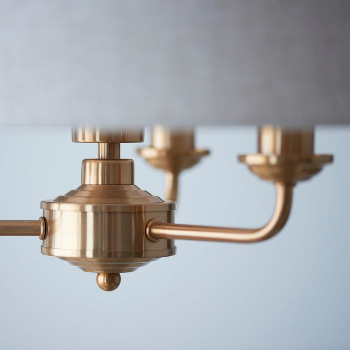 Endon 110723 Highclere 3lt Pendant Vintage brass & natural linen 3 x 6W LED E14 (Required)