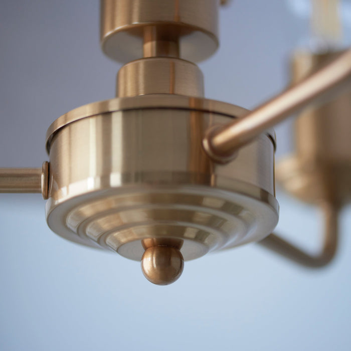 Endon 110723 Highclere 3lt Pendant Vintage brass & natural linen 3 x 6W LED E14 (Required)