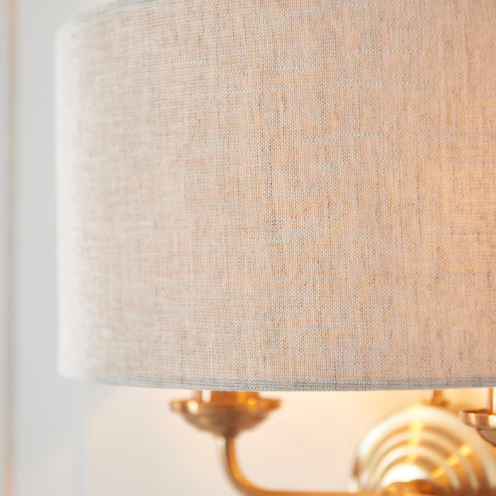 Endon 110726 Highclere 2lt Wall Vintage brass & natural linen 2 x 6W LED E14 (Required)