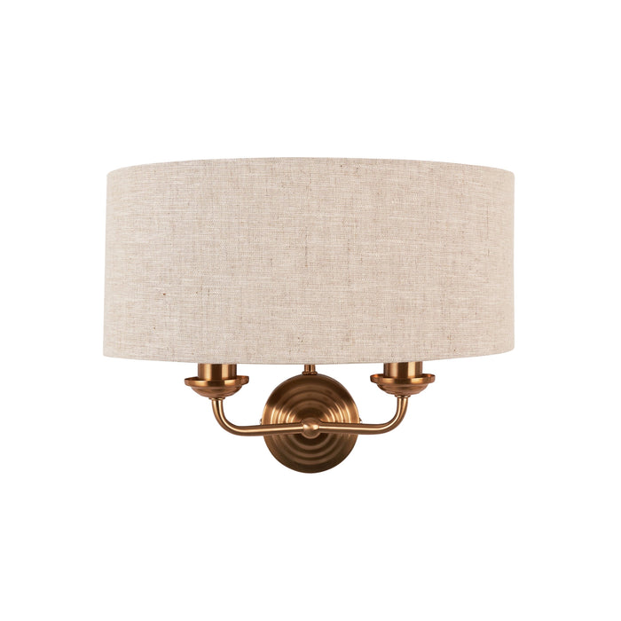Endon 110726 Highclere 2lt Wall Vintage brass & natural linen 2 x 6W LED E14 (Required)