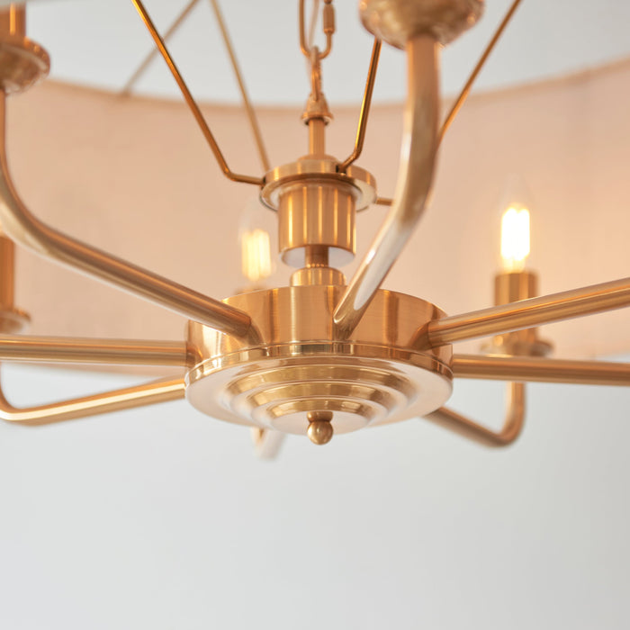 Endon 110727 Highclere 8lt Pendant Vintage brass & natural linen 8 x 6W LED E14 (Required)