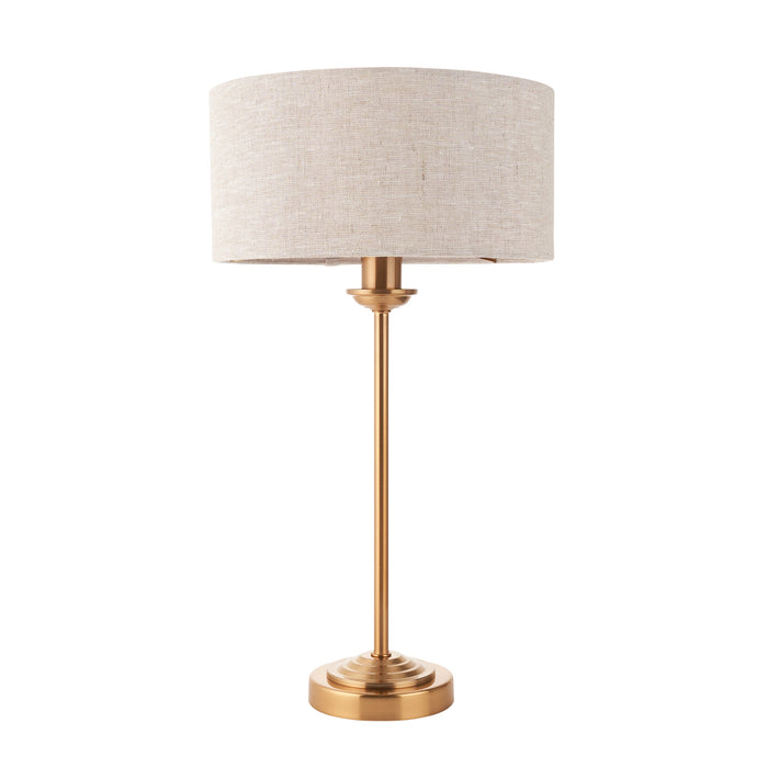 Endon 110728 Highclere Table Vintage brass & natural linen 7W LED E14 (Required)