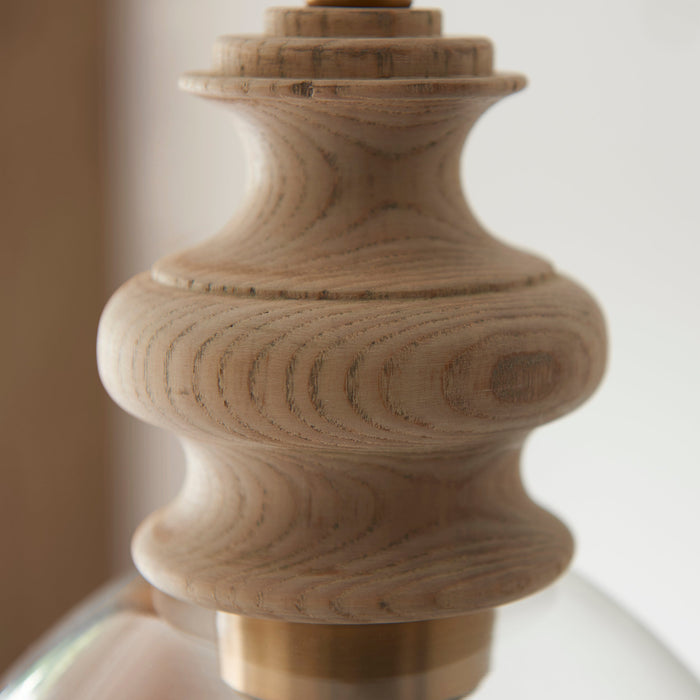Endon 110825 Cotswold Pendant Natural ash, brushed aged brass plate & clear glass  10W LED E27 (Required)
