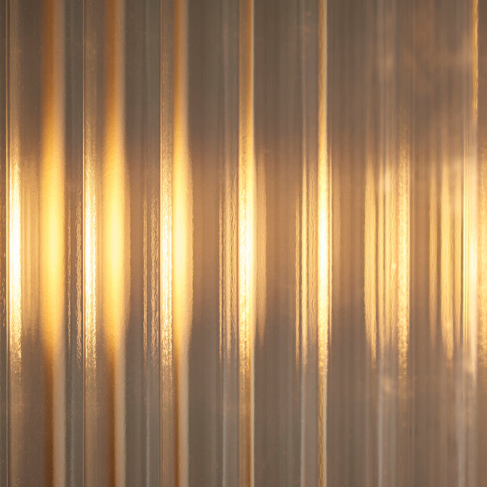 Endon 110945 Ridgeton 4lt Linear Pendant Antique brass plate & clear ribbed glass 4 x 6W LED E14 (Required)