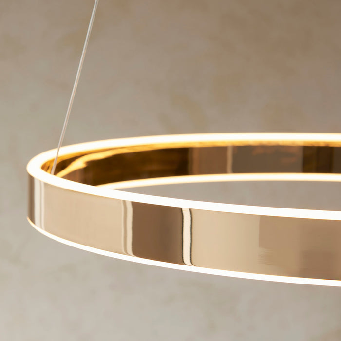 Endon 110957 Gen Ring pendant French gold finish & frosted acrylic 42W LED tape module (SMD 2835) Warm White