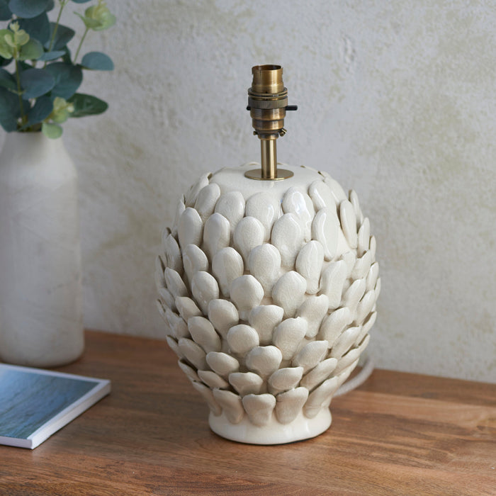 Endon 111249 Layered Leaf Table Base Ivory crackle glaze & brushed aged brass plate 10W LED B22 (Required)