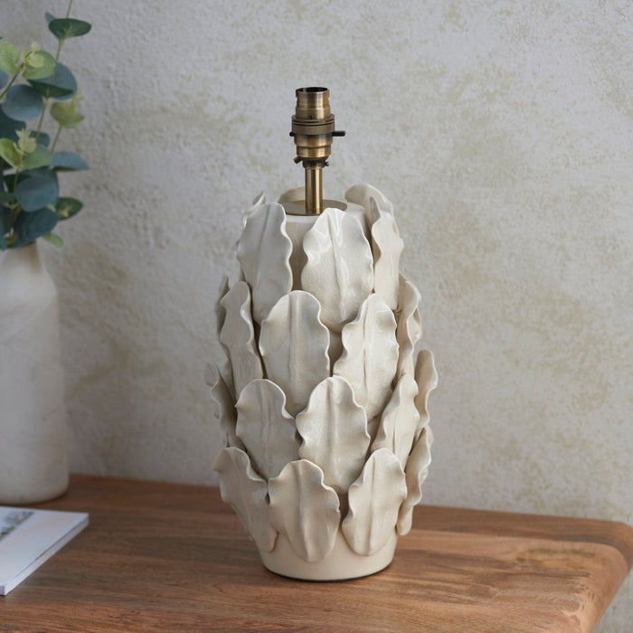 Endon 111250 Layered Leaf Large  Table Base Ivory crackle glaze & brushed aged brass plate 10W LED B22 (Required)