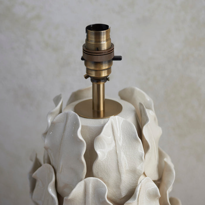 Endon 111250 Layered Leaf Large  Table Base Ivory crackle glaze & brushed aged brass plate 10W LED B22 (Required)