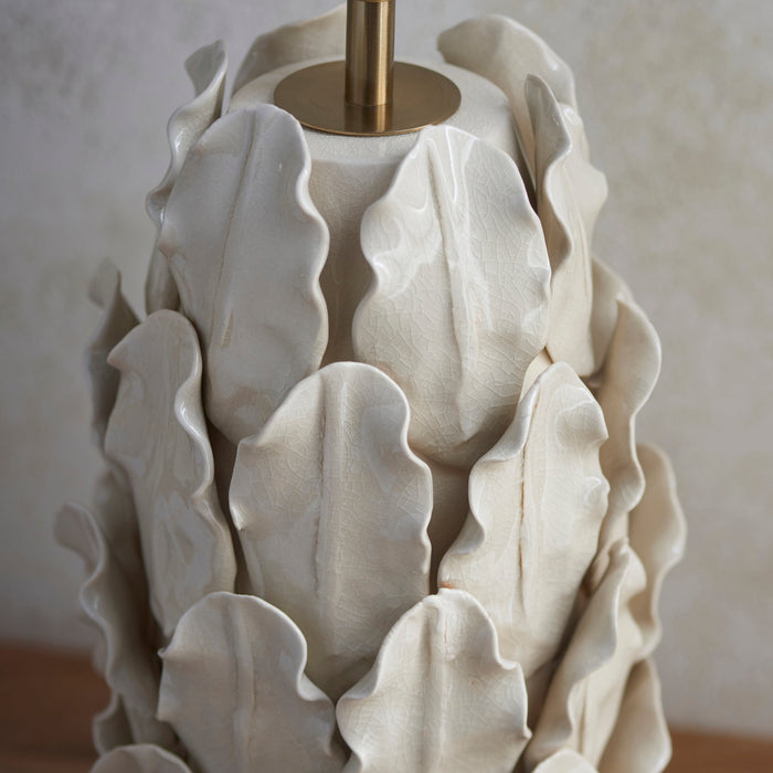 Endon 111250 Layered Leaf Large  Table Base Ivory crackle glaze & brushed aged brass plate 10W LED B22 (Required)