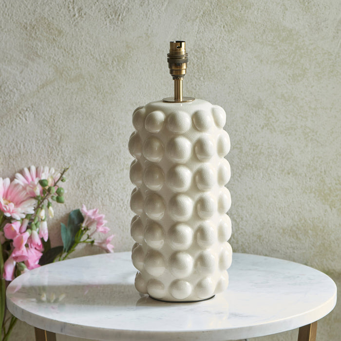 Endon 111252 Bobble Table Base White crackle glaze & brushed aged brass plate 10W LED B22 (Required)