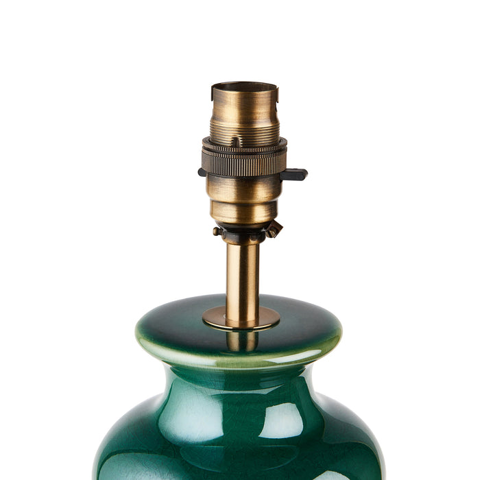 Endon 111256 Monroe Table Base Gloss green reactive glaze & brushed aged brass plate 10W LED B22 (Required)