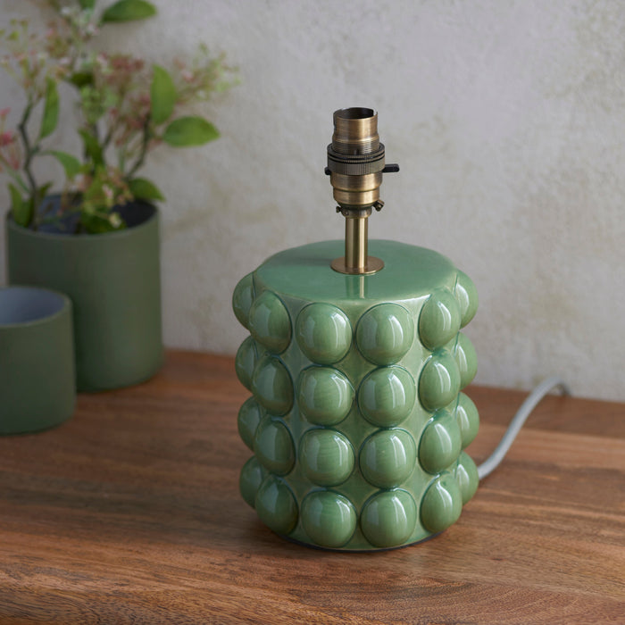 Endon 111257 Bobble Table Base Olive green glaze & brushed aged brass plate 10W LED B22 (Required)