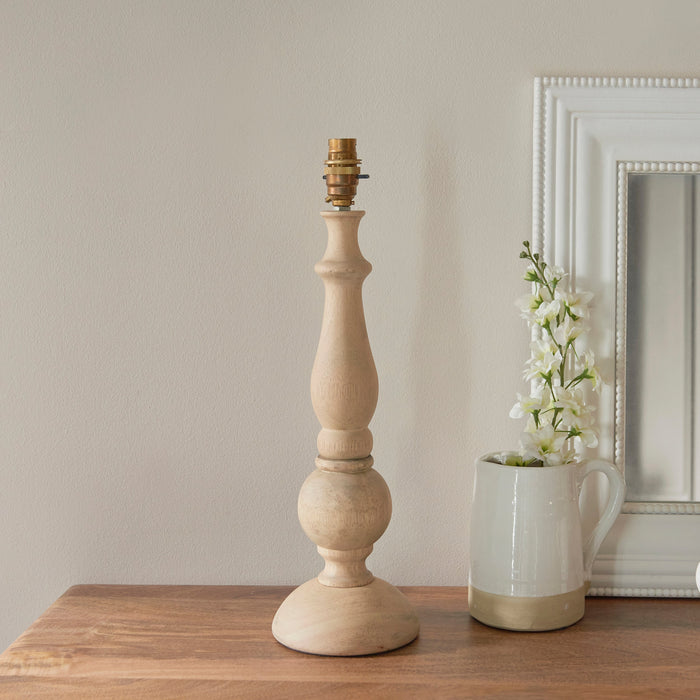 Endon 111365 Hidcote Table Base Natural wood & brushed aged brass plate 10W LED B22 (Required)