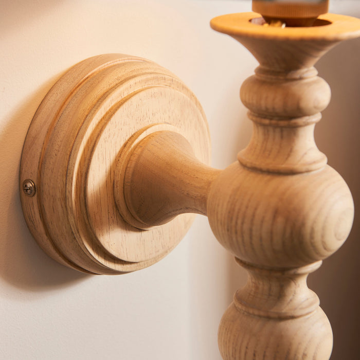 Endon 111526 Bibury Wall Fitting Natural ash & brushed aged brass plate 7W LED B22 (Required)