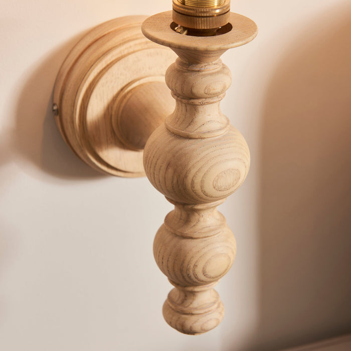 Endon 111526 Bibury Wall Fitting Natural ash & brushed aged brass plate 7W LED B22 (Required)