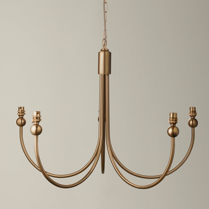 Endon 112152 Santiago 5lt Pendant Fitting Brushed aged brass plate 5 x 7W LED B22 (Required)