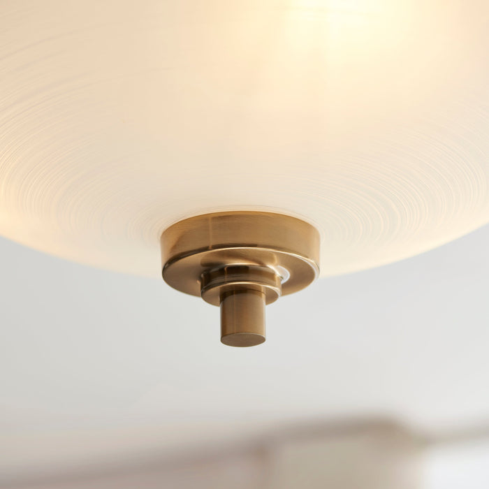 Endon 112438 Welles 3lt Semi Flush Brushed aged brass plate & white glass 3 x 10W LED E27 (Required)