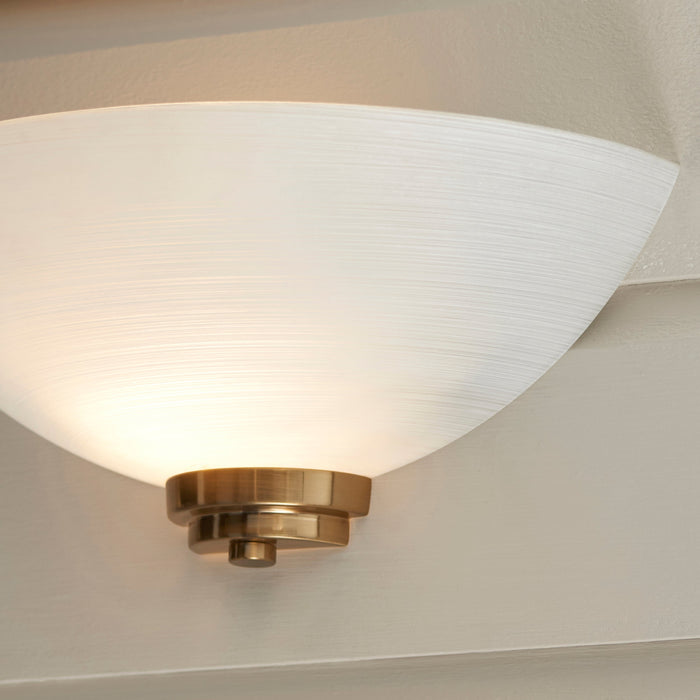 Endon 112439 Welles Wall Brushed aged brass plate & white glass 10W LED E27 (Required)