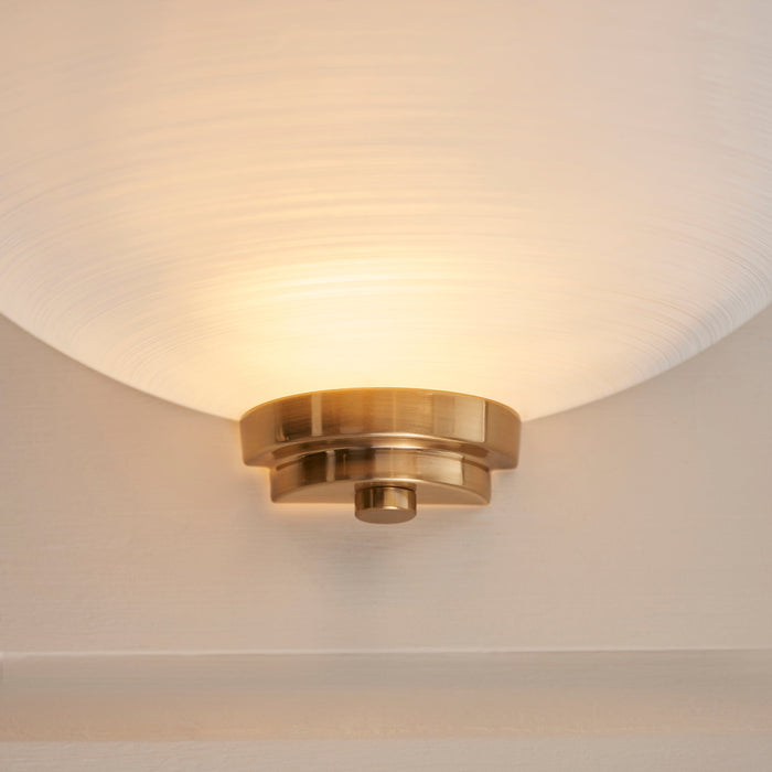 Endon 112439 Welles Wall Brushed aged brass plate & white glass 10W LED E27 (Required)