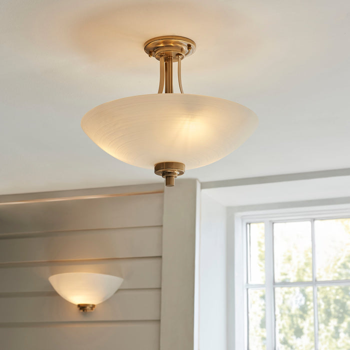 Endon 112439 Welles Wall Brushed aged brass plate & white glass 10W LED E27 (Required)
